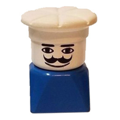 Duplo 2 × 2 × 2 Figure Brick Early, Chef Hat White, Mustache Print Blue
