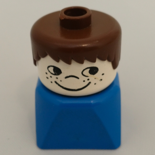 Duplo 2 × 2 × 2 Figure Brick Early, Short Spiky Hair Brown, Cheek Freckles Print