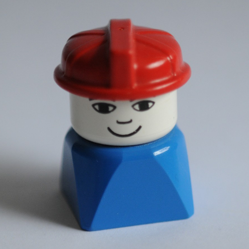 Duplo 2 × 2 × 2 Figure Brick Early, Helmet Red, Smile Print Blue