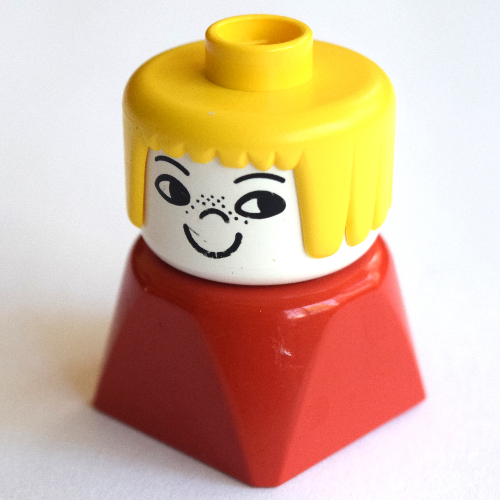 Duplo 2 × 2 × 2 Figure Brick Early, Straight Hair Yellow, Nose Freckles Print