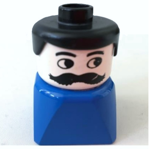 Duplo 2 × 2 × 2 Figurenstein früh, ordentliches Haar schwarz, Schnurrbart (bedruckt)