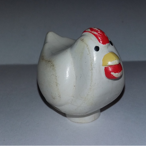 Duplo Animal Chicken / Hen with Yellow Beak, and Red Comb, No Base [Old Style] Weiß