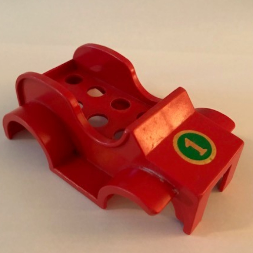 Duplo Autokarosserie (alter Stil) mit '1' im Kreis (bedruckt) Rot