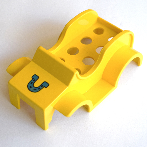 Duplo Car Body (Old Style) with Blue Horseshoe Print Yellow