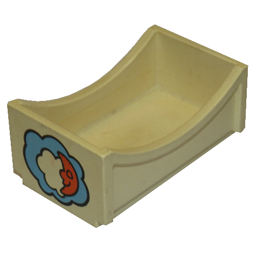 Duplo Bed 2 × 4 with Moon and Cloud Print (Old Style) White