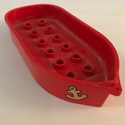 Duplo Boat with 12 Studs and Anchor Print Rot