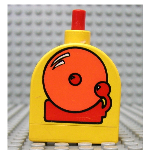 Duplo Brick with Working Ringer Button on Curved Top, Orange Alarm Bell Print Gelb