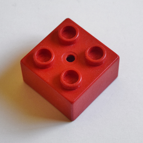 Duplo Brick 2 × 2 with Small Center Hole (For Pull Toy) Red