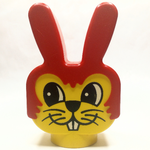 Duplo Animal Head Bunny / Rabbit Head with Whiskers Print Gelb