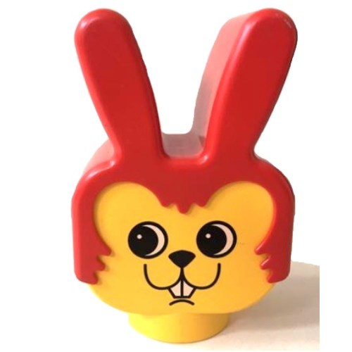 Duplo Animal Head Bunny / Rabbit with Round Eyes and No Whiskers Yellow