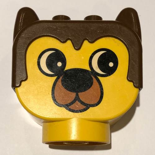 Duplo-Tierkopf mit braunem Fell, Barnaby Bär mit großer Nase (bedruckt) in Gelb