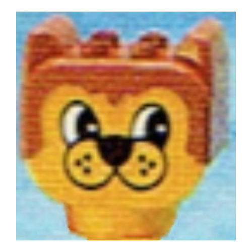 Duplo Animal Head with Nougat Hair, Bear / Dog with Face print Gelb