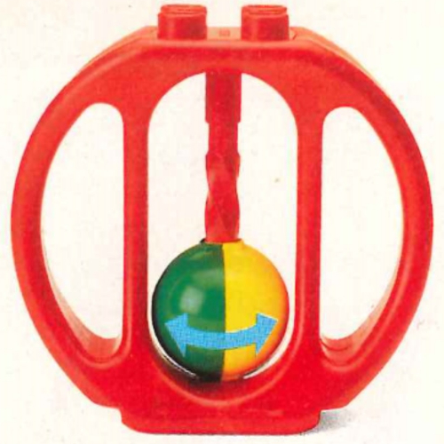 Duplo Rattle Oval with Yellow and Green Ball Wheel Red