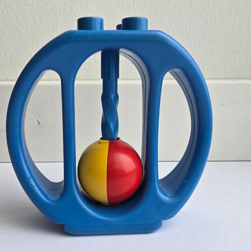 Duplo Rattle Oval with Yellow and Red Ball Wheel Blue