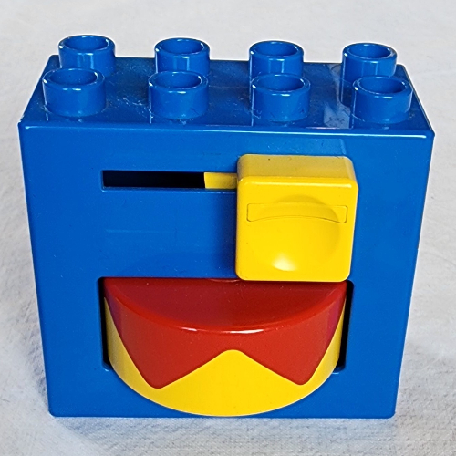 Duplo Brick 2 × 4 × 2 with Yellow Switch and Yellow and Red Rotating Wheel Blau
