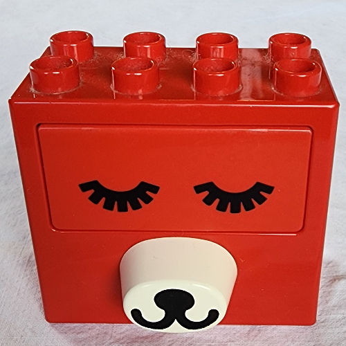 Duplo Brick 2 × 4 × 2 with Dog Face, Rotating Eyes with Open / Closed Print Rot