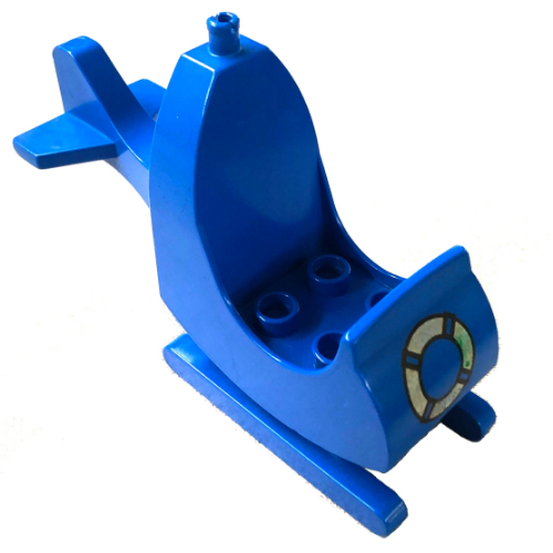 Duplo Helicopter Body with Fixed Skids and Life Preserver Print Blau