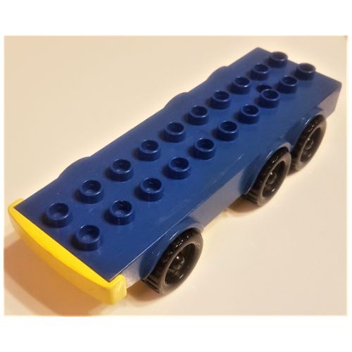 Duplo Car Base with Six Wheels and 2 × 10 Studs with Yellow Fender Blue