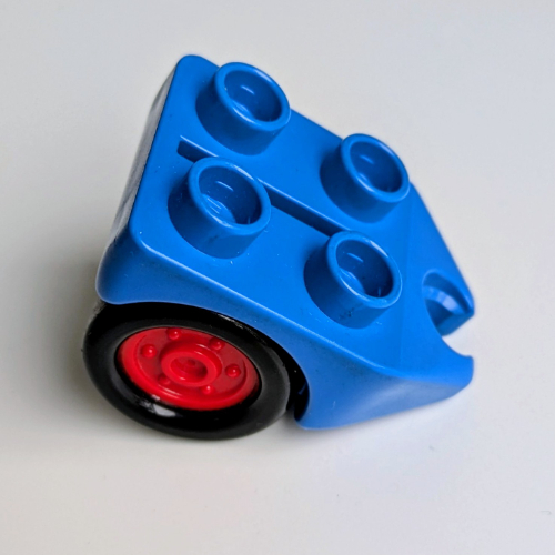Duplo Airplane Wheel with 4 Studs, with Two Wheels and Hitch Blau
