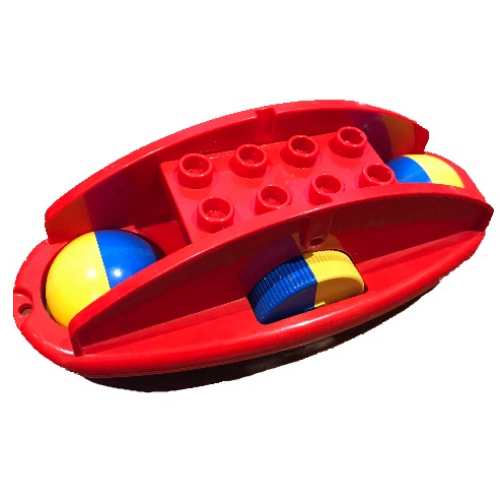 Duplo-Rassel Schaukelboden mit gelben und blauen Rädern