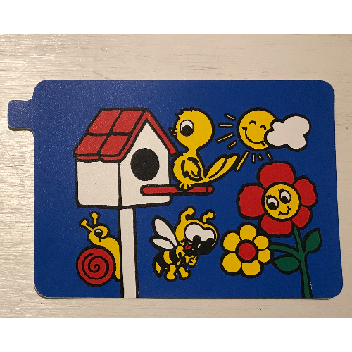 Duplo Slide Bird House, Bird, Flower and Insects Print Blue