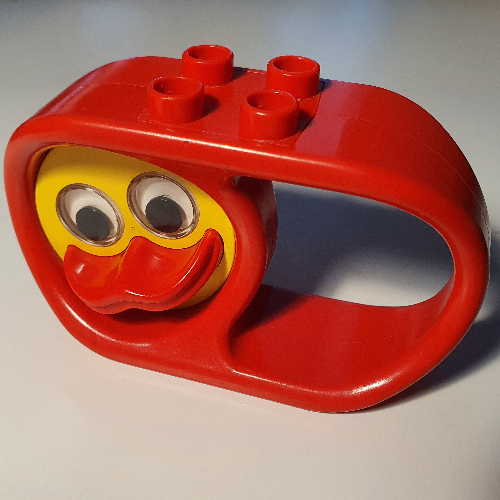 Duplo Rassel 2 × 6 × 3 mit Griff und gelbem Entengesicht