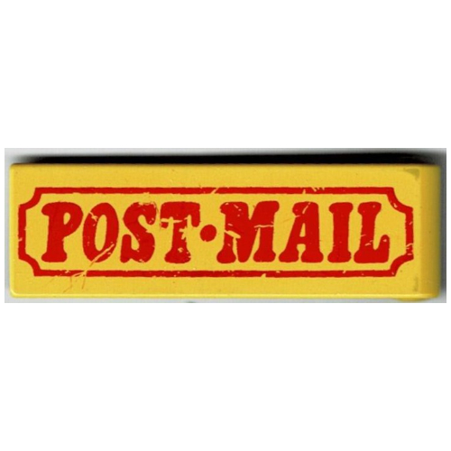Duplo Door 1 × 4 × 1 with Red 'POST-MAIL' Print Yellow