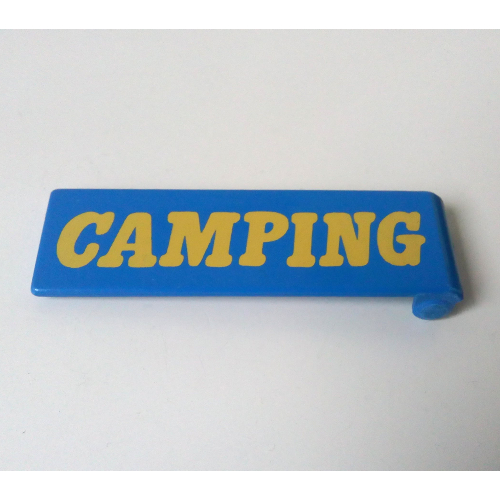 Duplo Door 1 × 4 × 1 with Yellow 'CAMPING' Print Blau