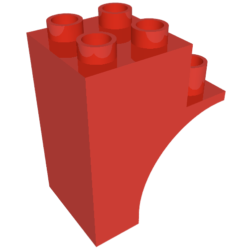 Duplo Stein Bogen halb 2 × 3 × 3 Rot