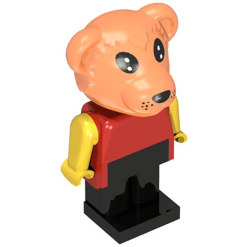 Fabuland Figure Barney Bear with Brown Head, Red Torso, Yellow Arms and Hands and Black Legs Bear 2 [Barney] Red