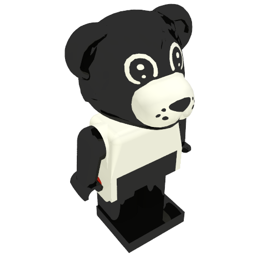 Fabuland Figur Billy Bear mit schwarzem Kopf, weißem Oberkörper, schwarzen Armen, Händen und Beinen in Weiß