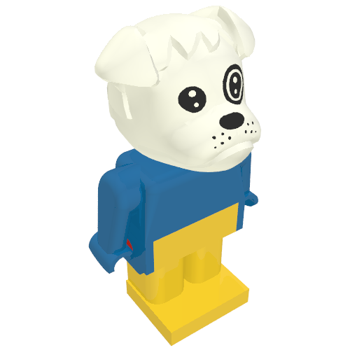Fabuland Figure Boris Bulldog with White Head, Blue Torso, Arms and Hands, and Yellow Legs Blau