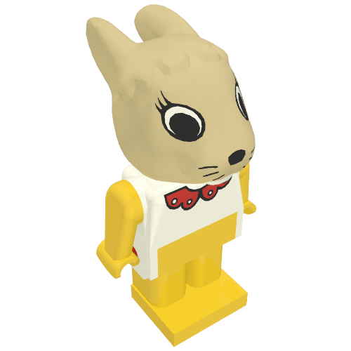 Fabuland Figure Bunny 4 - Red Collar Print Weiß