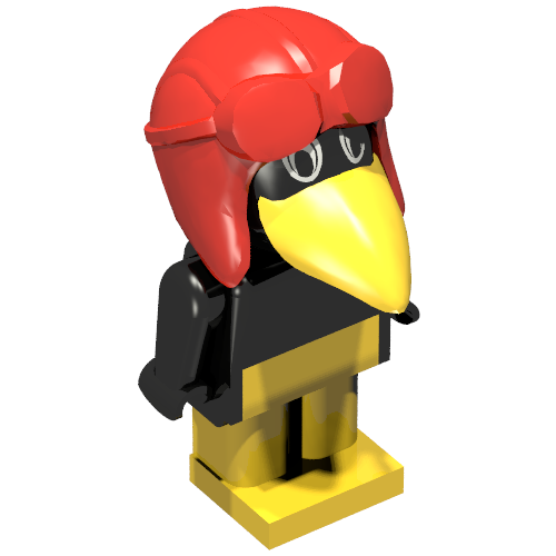 Fabuland Figure Crow 1 with Aviator Helmet and White Eyes Black