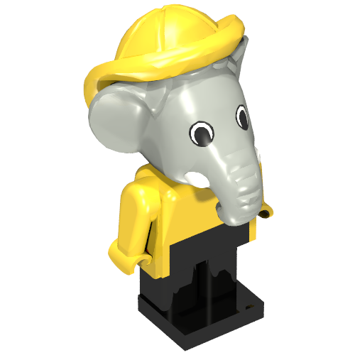 Fabuland Figure, Edward Elephant, Yellow Shirt, Yellow Hat, White Eyes Yellow