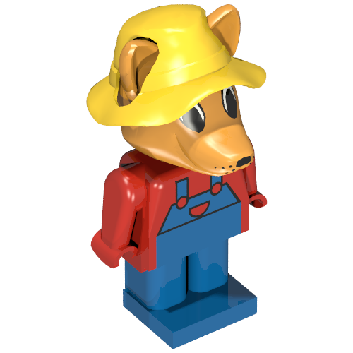 Fabuland Figure Fox 2 with Yellow Hat Red