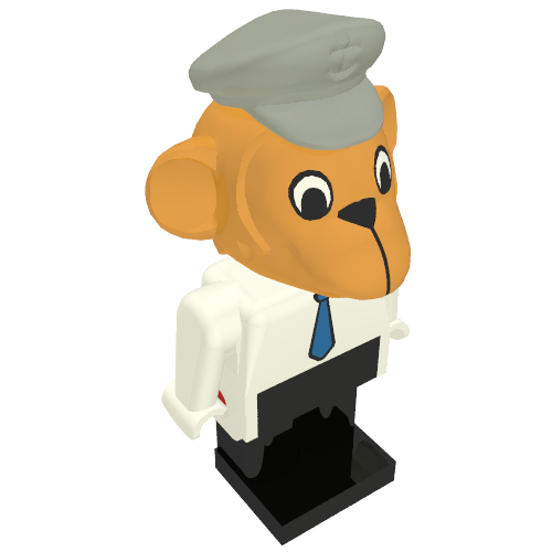 Fabuland Figure Monkey 1 with Light Gray Hat White