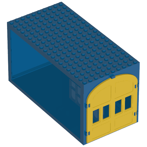 Fabuland, Building, Garage Block with Yellow Windows and Yellow Doors Blue