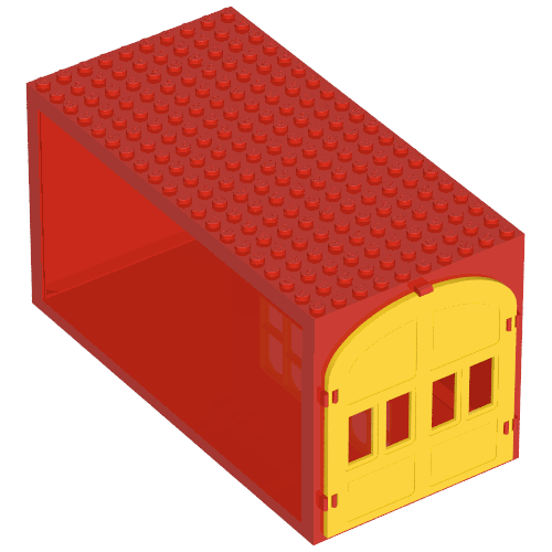 Fabuland, Building, Garage Block with Yellow Windows and Yellow Doors Red