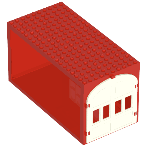 Fabuland, Building, Garage Block with White Windows and White Doors Red
