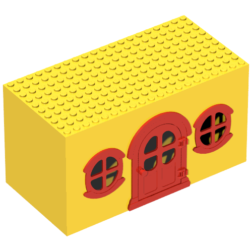Fabuland, Building, House Block with Red Door and Red Windows Gelb