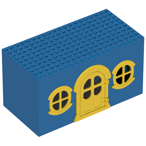 Fabuland, Building, House Block with Yellow Door and Yellow Windows Blue