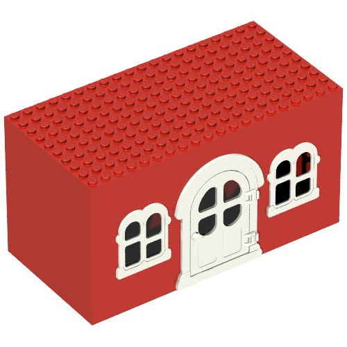 Fabuland, Building, House Block with White Door and White Windows Rot