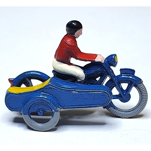 HO Scale Motorcycle, Touring with Sidecar Long Blue