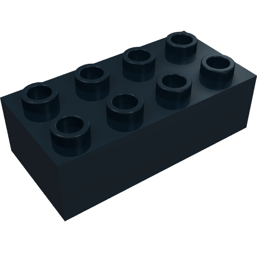 Minitalia Brick 2 × 4 with Centre Cross Supports Schwarz