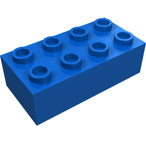 Minitalia Brick 2 × 4 with Centre Cross Supports Blue