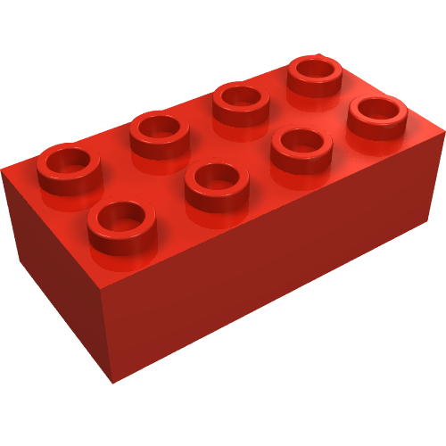 Minitalia Brick 2 × 4 with Centre Cross Supports Red