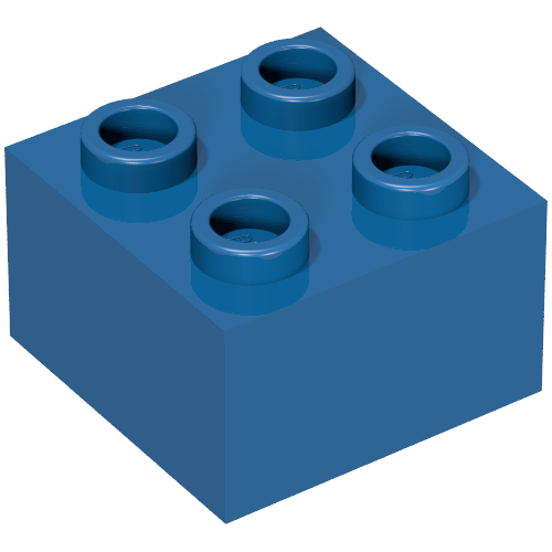 Minitalia Brick 2 × 2 with Bottom X Support Blue