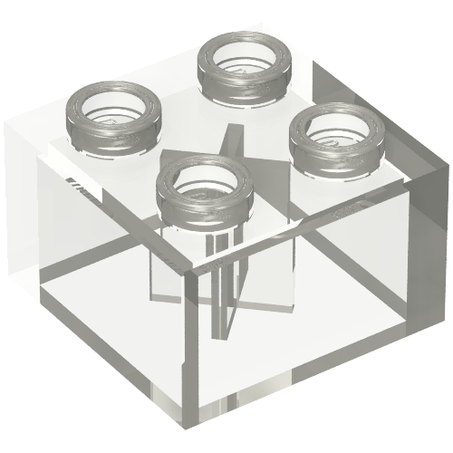 Minitalia Brick 2 × 2 with Bottom X Support Trans-Clear