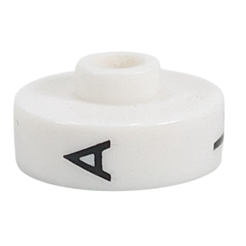 Pen Bead, Round Short, Flat Edge with 'A', 'L', 'K' Print White